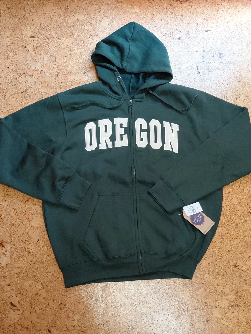 New York Popular Men's Green Full Zip Oregon Hoodies Size XL NWT